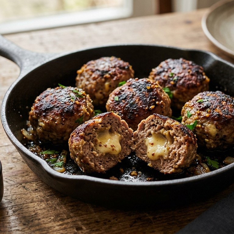 Gehaktbal met kaas en mosterd recept