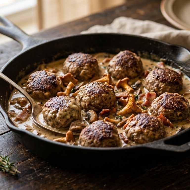 Gehaktballen met bospaddestoelen recept