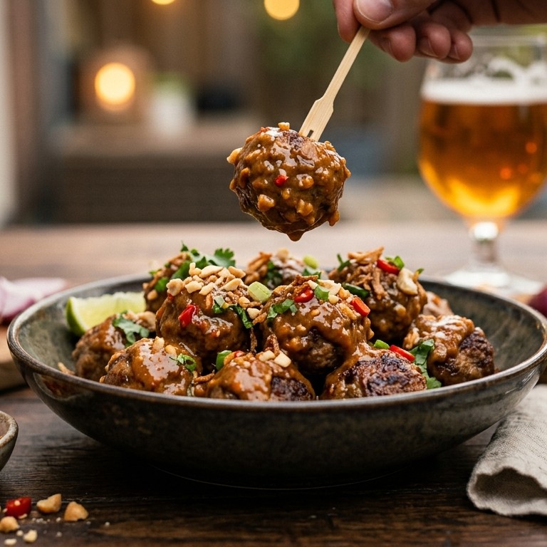 Gehaktballetjes met sate saus recept