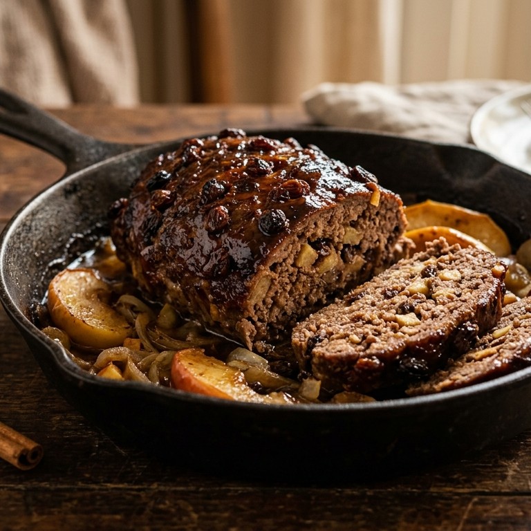 Gehaktbrood/meatloaf met honing, appel en rozijnen recept