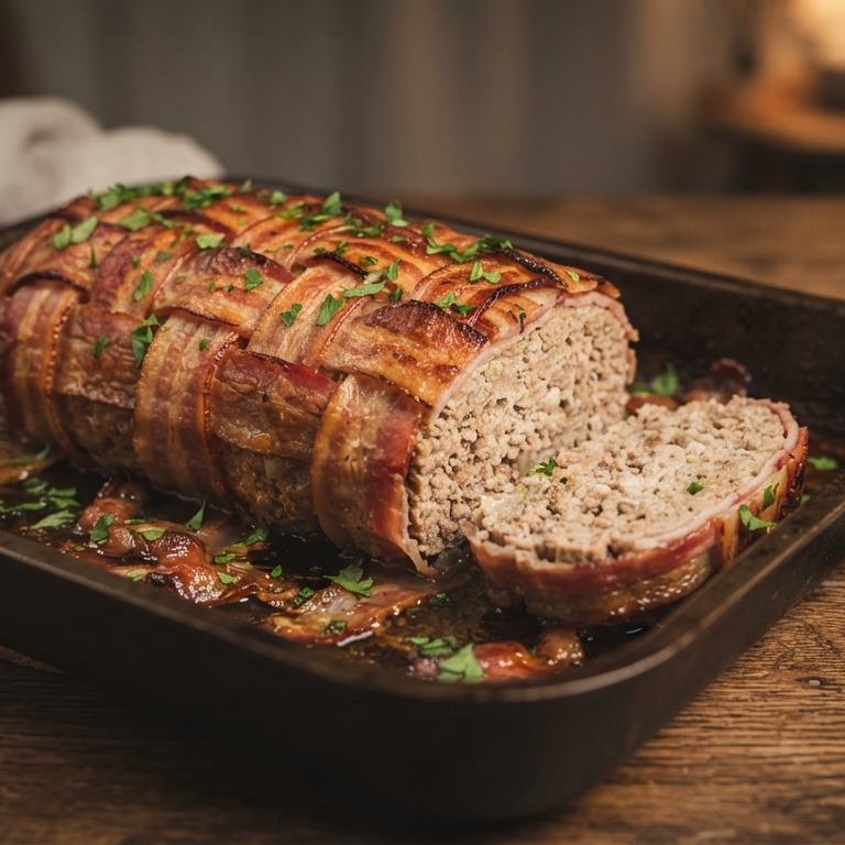 Gehaktbrood met katenspek uit de oven recept