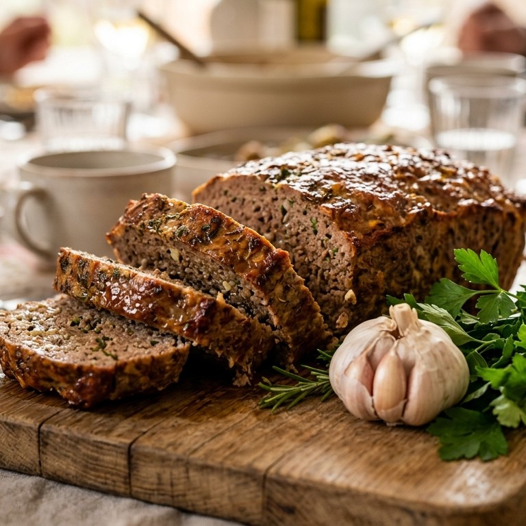 Gehaktbrood met knoflook voor buffet recept