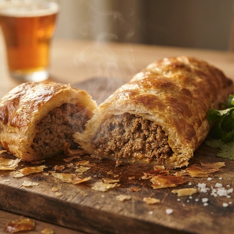 Gehaktbroodje (Bladerdeeg en kruiden) recept