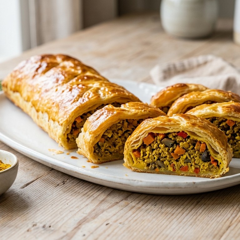 Gehaktbroodje  van gehakt, kerrie en bladerdeeg recept