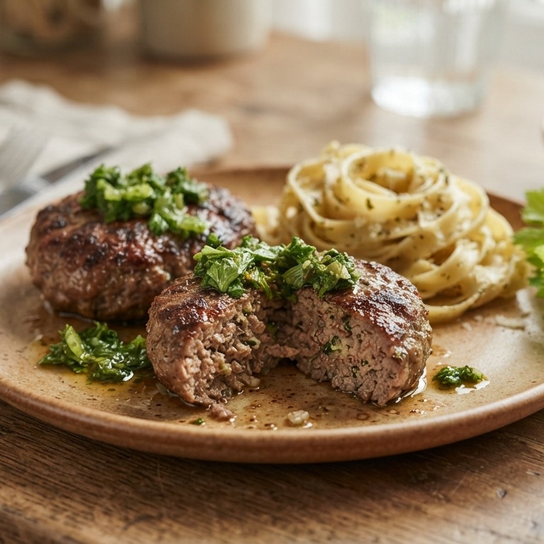 Gehaktburgers met selderijpistou recept