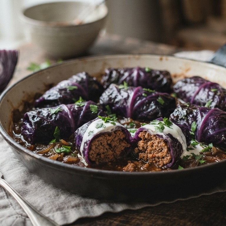 Gehaktrolletjes in rode kool recept