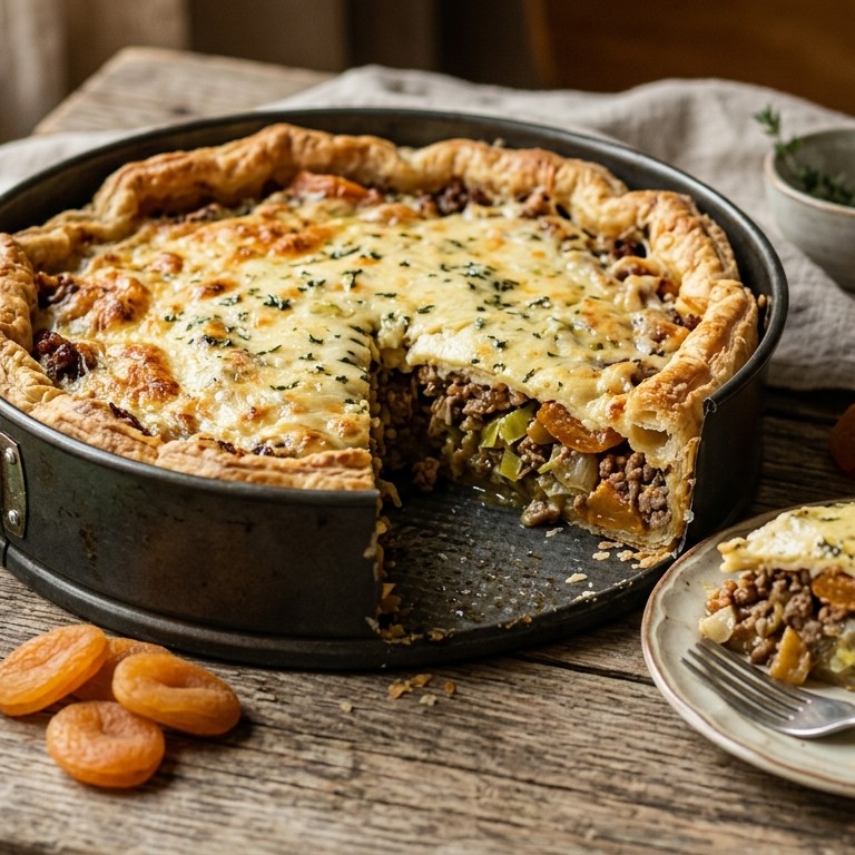 Gehakttaart met abrikozen recept