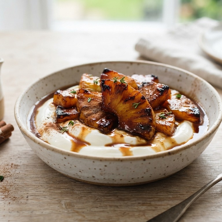 Gekarameliseerde ananas met yoghurt recept