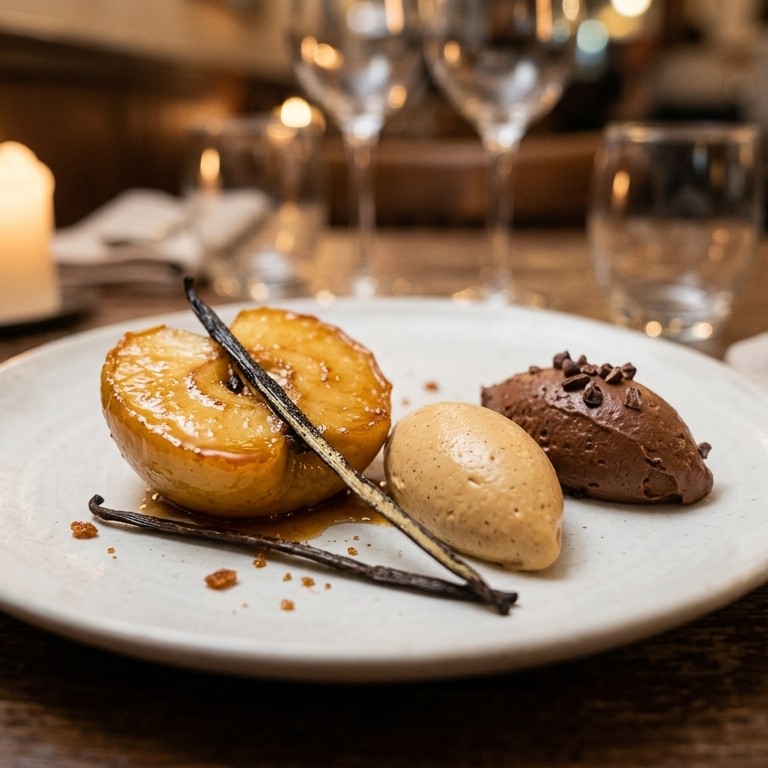 Gekaramelliseerde appel met warme chocolademousse recept