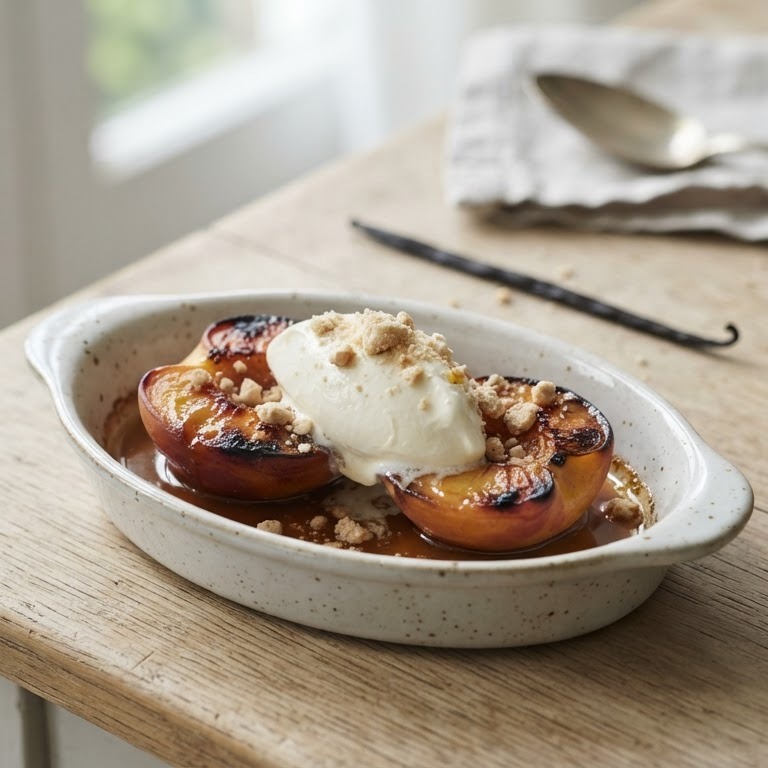 Gekaramelliseerde perziken met mascarpone recept