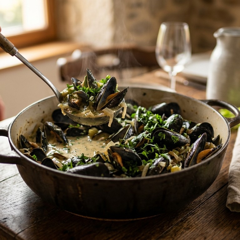 Gekookte knoflook mosselen recept
