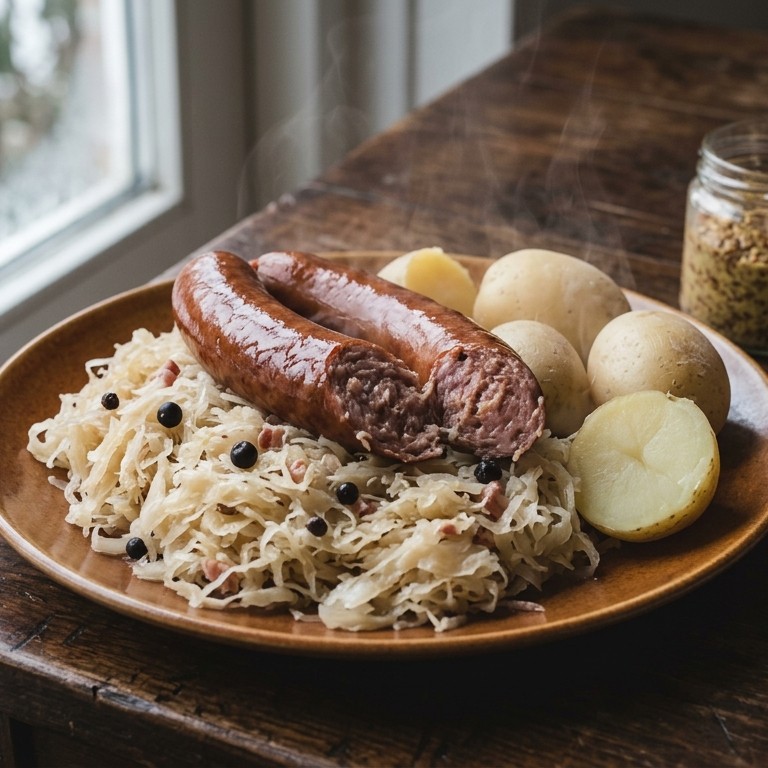 Gekookte zuurkool met rookworst recept