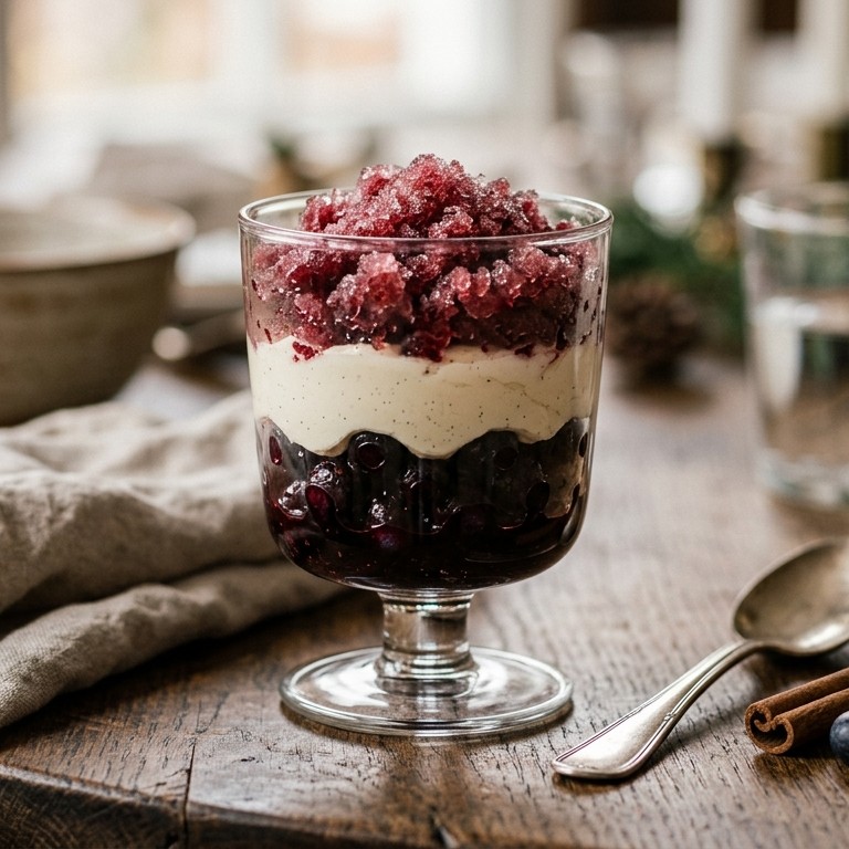 Gekruide bosbessen met vanillemascarpone en granité van glühwein recept