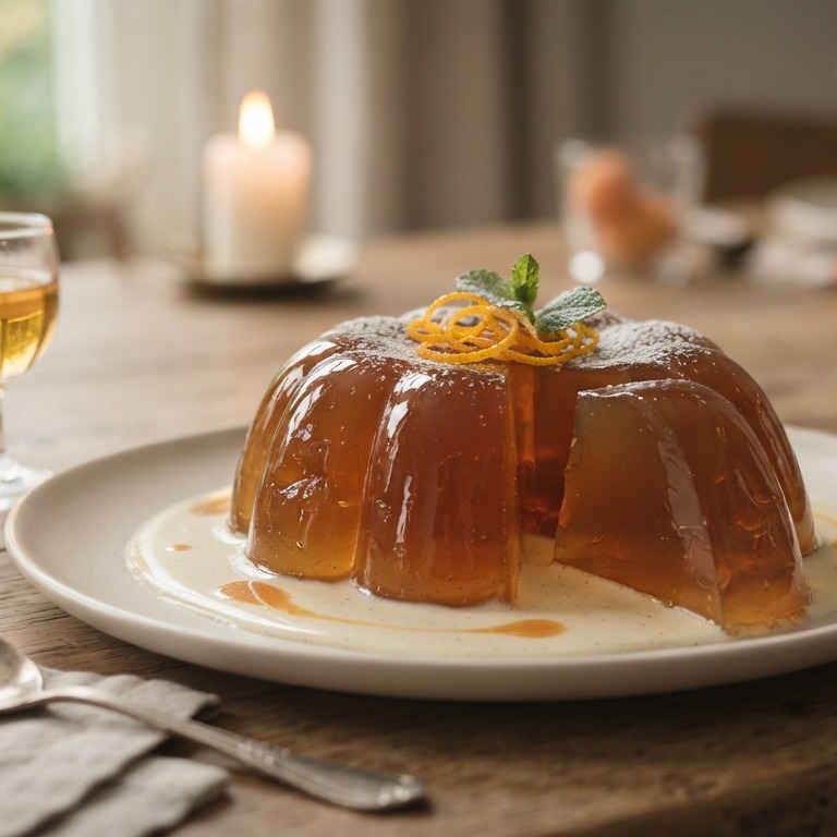 Gelatine pudding van vruchtensap en abrikozenwijn recept