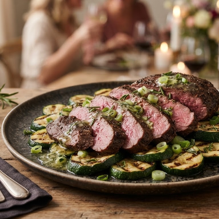 Gemarineerde struisvogelsteaks met courgette recept