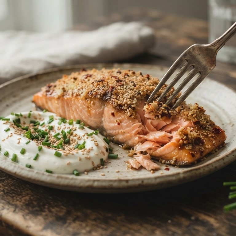 Gemarineerde zalmfilet met een pittig korstje recept