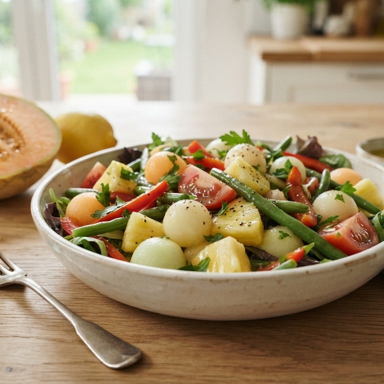 Gemengde salade met ananas en meloen recept