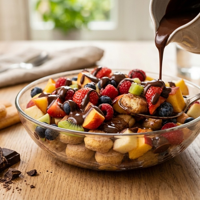 Gemengde vruchten met chocoladesaus recept