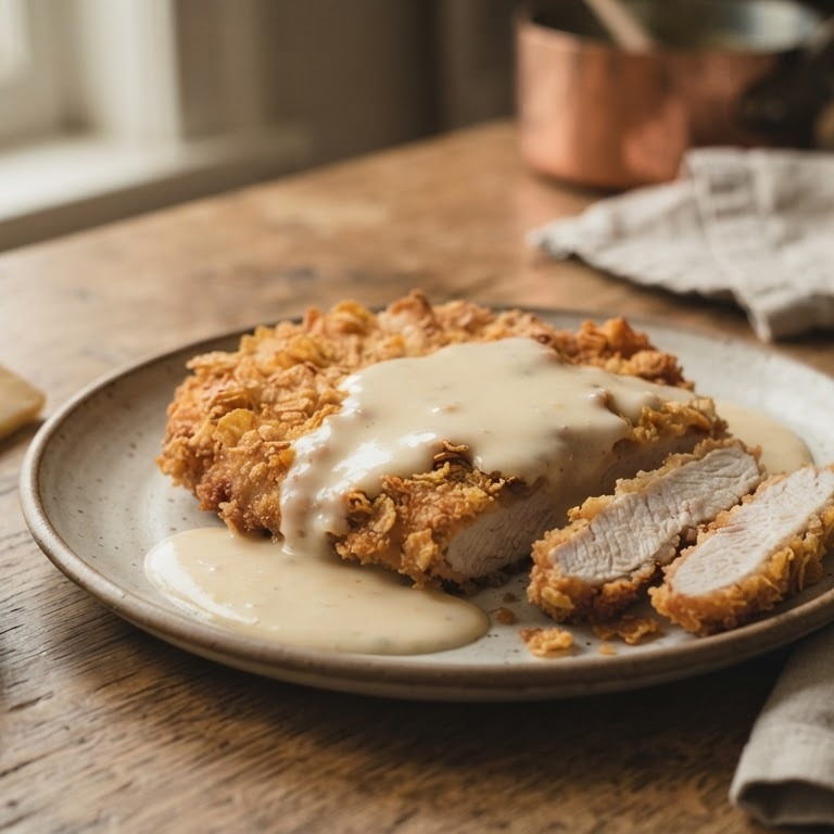 Gepaneerde karbonade met kaassaus recept