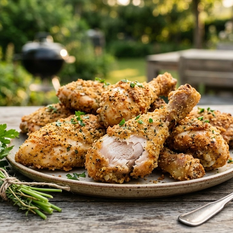 Gepaneerde kip van de grill recept