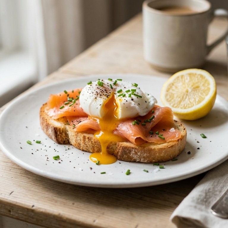 Gepocheerd ei met gerookte zalm recept