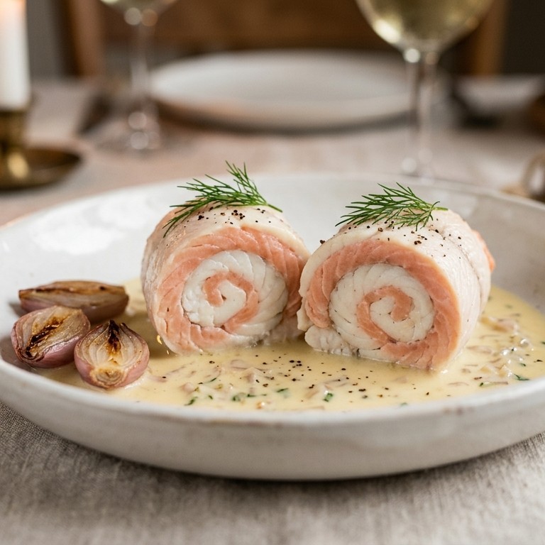 Gepocheerde visspiraaltjes met champagesaus recept