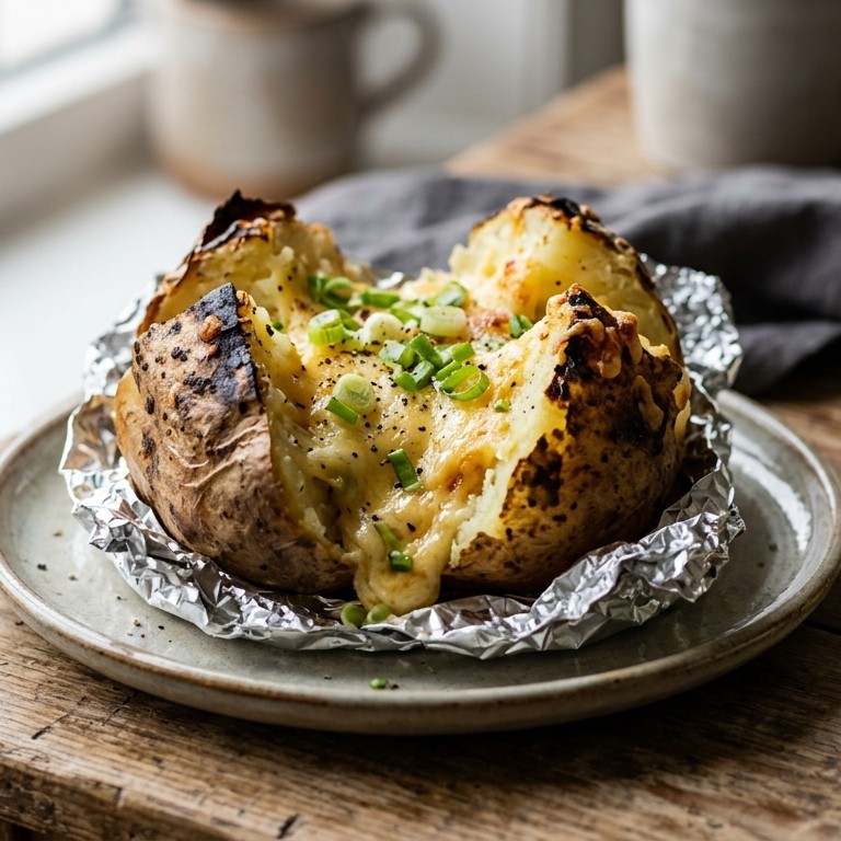 Gepofte aardappel in schil en met een sausje recept