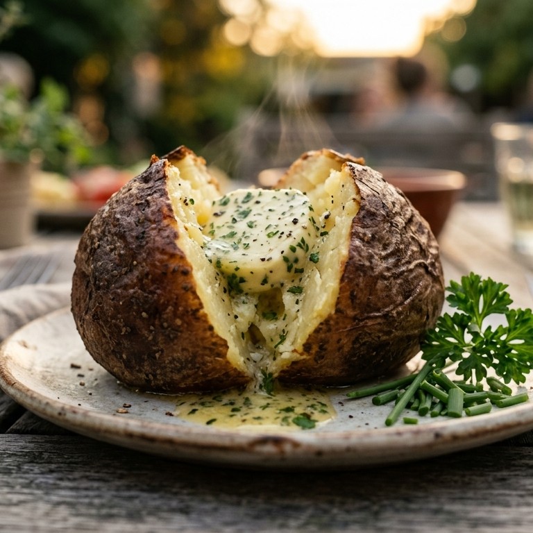 Gepofte aardappel met kruidenboter recept