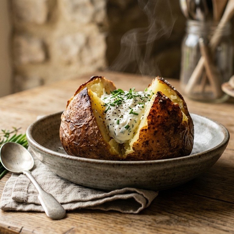 Gepofte aardappel met kruidencreme recept