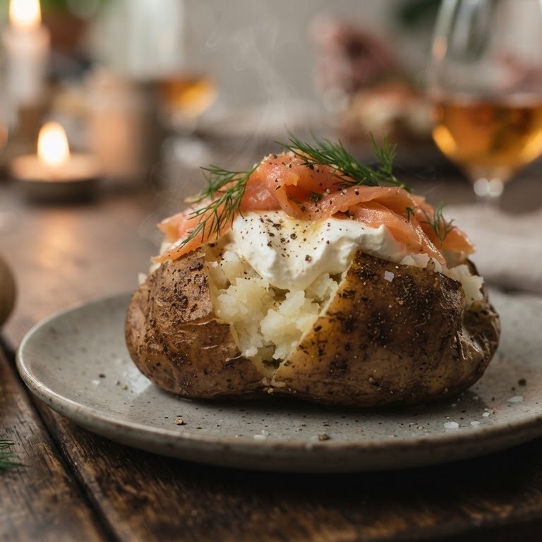 Gepofte aardappel met roomkaas recept