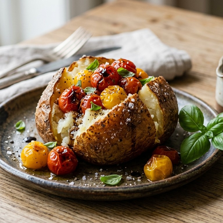 Gepofte aardappel met tomaat recept