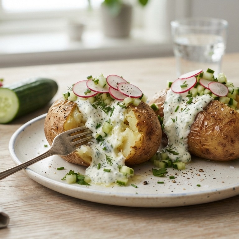 Gepofte aardappels met kwark recept