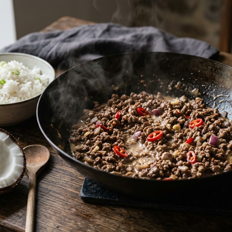Geroerbakt gehakt met kokos recept