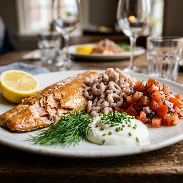 Gerookte forel met grijze garnaaltjes recept