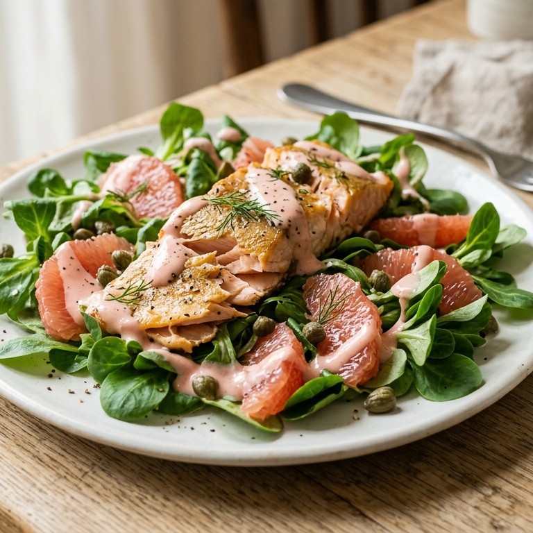 Gerookte forel met rode grapefruitdressing recept