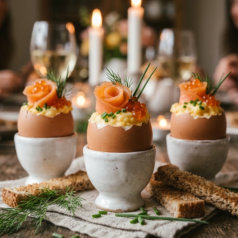 Gerookte zalm in eierschaal recept