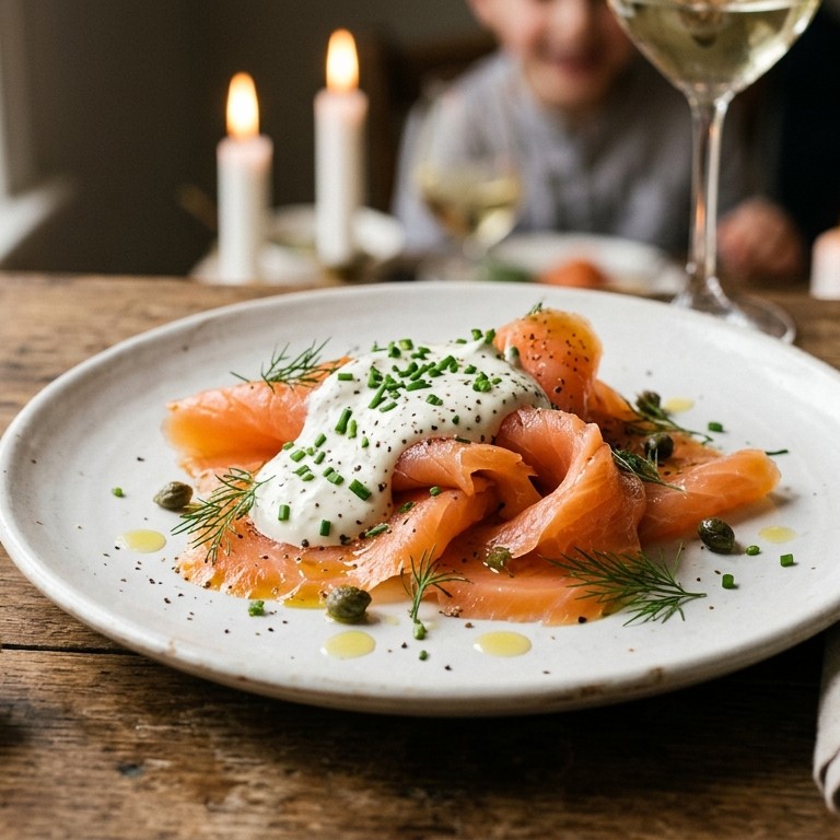 Gerookte zalm met roomsaus recept