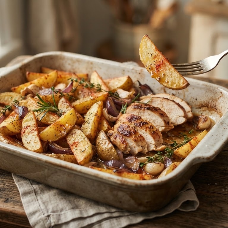 Geroosterde aardappelen met kipfilet recept