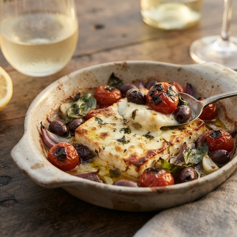 Geroosterde feta met olijven recept