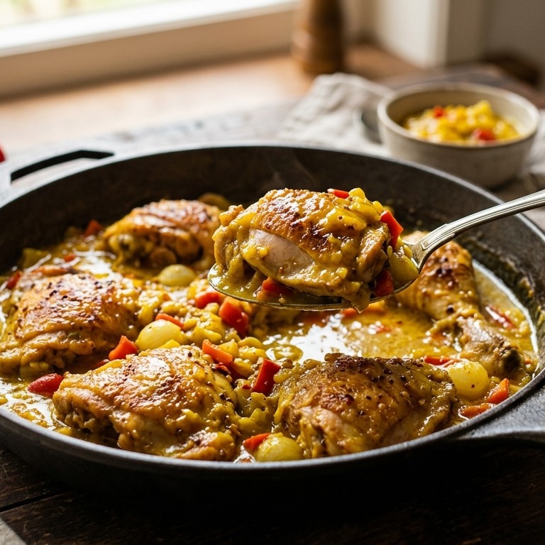 Gesmoorde kip met piccalilly recept