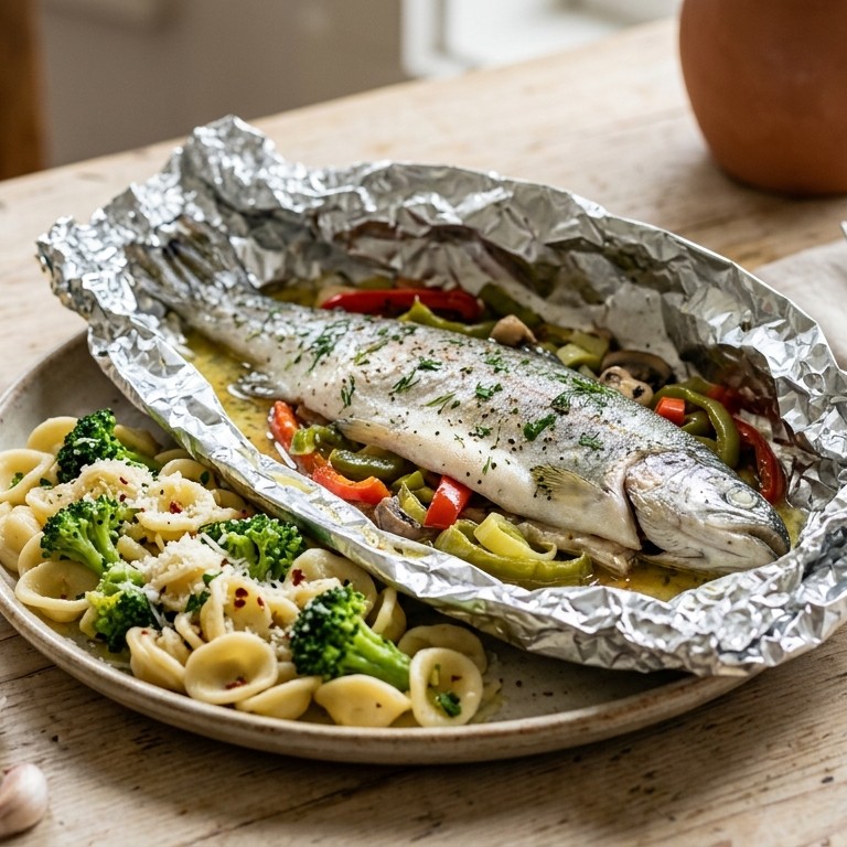 Gestoofde forel met pasta recept