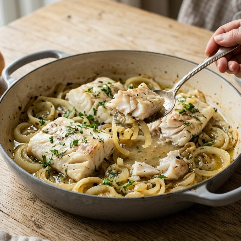 Gestoofde kabeljauw met ui recept