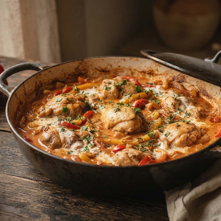 Gestoofde kip met paprika recept