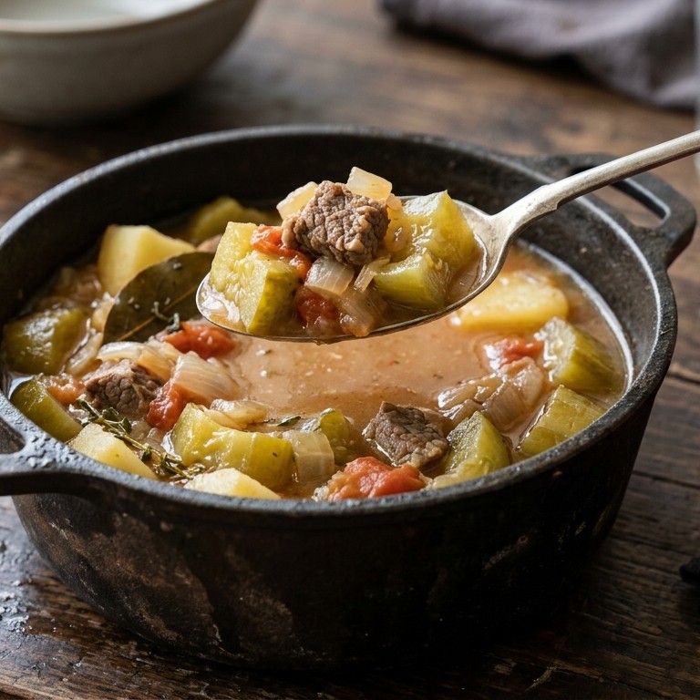Gestoofde komkommer met rundvlees recept