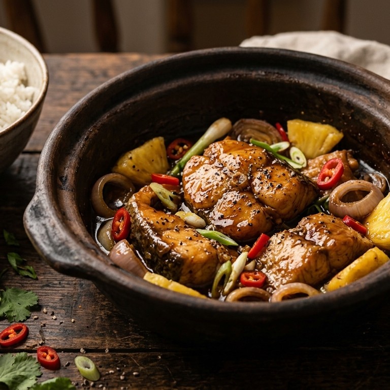 Gestoofde nijlbaars met ananas recept