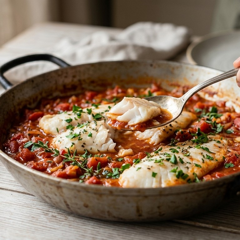 Gestoofde pangafilet met tomaat recept