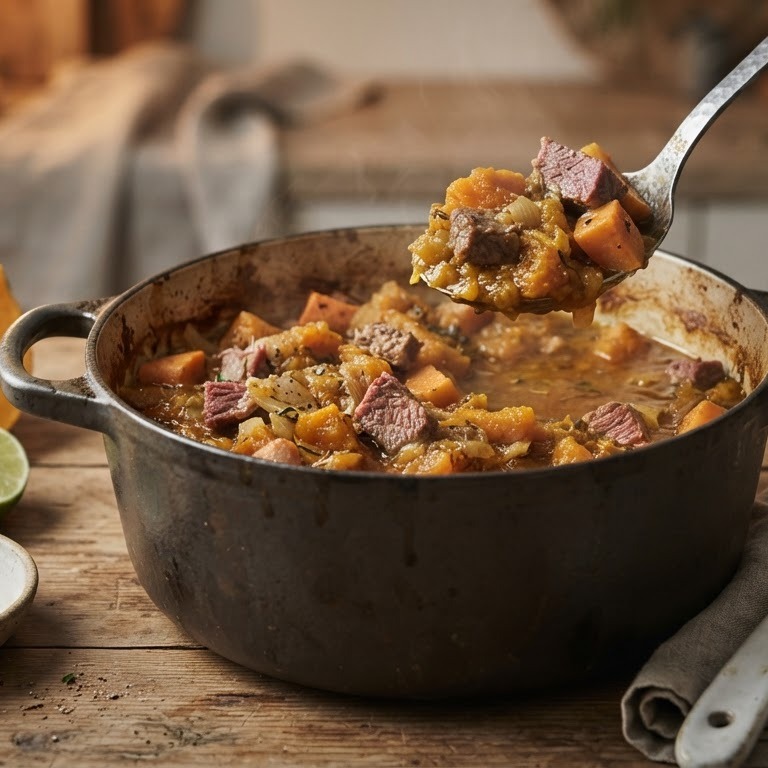 Gestoofde pompoen met gezouten vlees recept