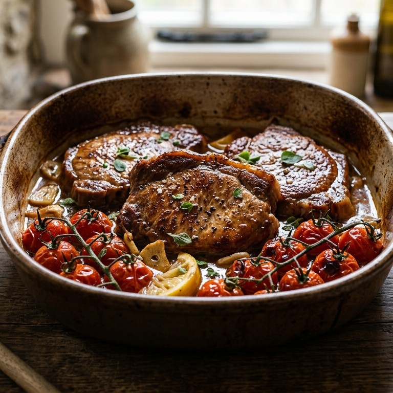 Gestoofde schouderkarbonade met tomaat en oregano recept