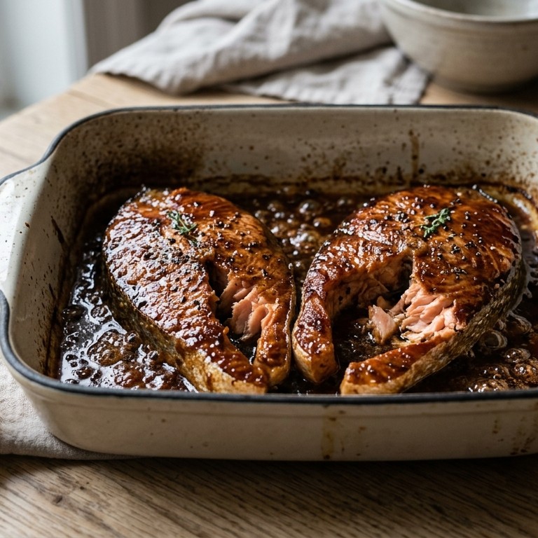 Gestoofde zalmmoten uit de oven recept