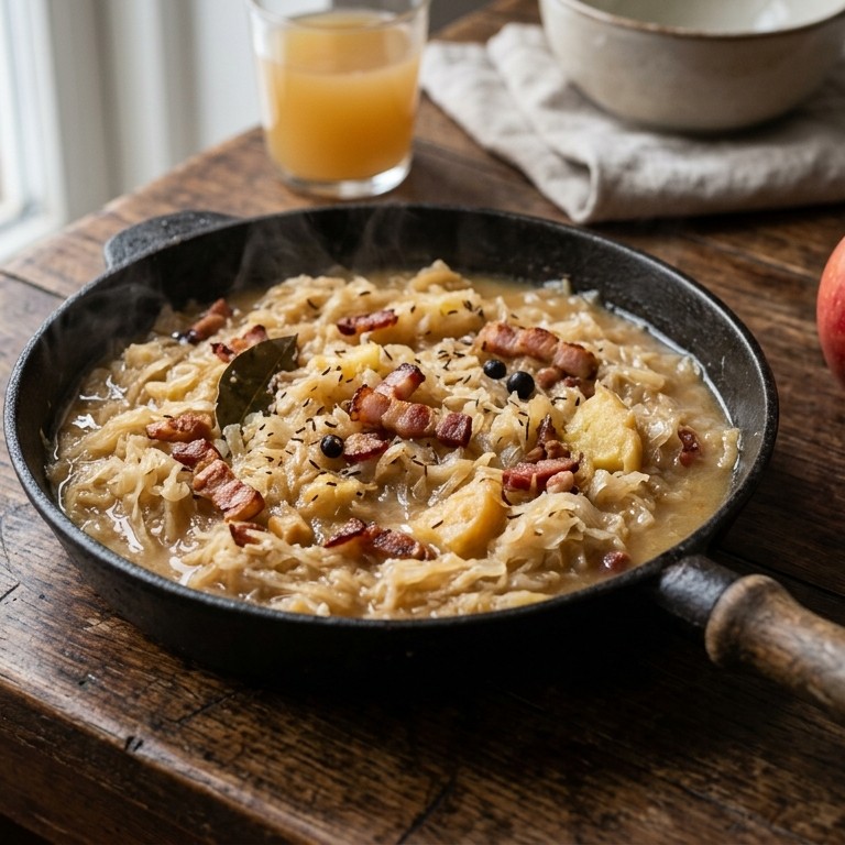 Gestoofde zuurkool met bacon en appel recept